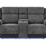 U5915 GREY/BLACK CONSOLE REC LOVESEAT W/IMMERSIVE SOUND & BLUE LED
