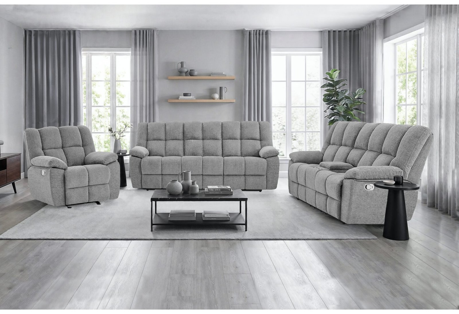 U6000-SMOKE-3PC-RSC-2.jpg U6000 SMOKE RECLINING SOFA/CONSOLE RECLINING LOVESEAT/GLIDER RECLINER - Image 1