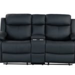 U6026 BLACK PU 72A CONSOLE RECLINING LOVESEAT WITH LED AND SPEAKER