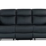 U6026 BLACK PU 72A RECLINING SOFA WITH LED