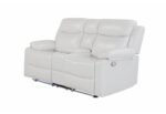 U6026 BLANCHE WHITE CONSOLE RECLINING LOVESEAT WITH LED AND SPEAKER - Image 2