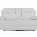 U6026 BLANCHE WHITE CONSOLE RECLINING LOVESEAT WITH LED AND SPEAKER