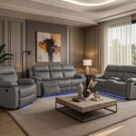 U6026 GREY PU 46A REC SOFA/CONSOLE REC LOVESEAT WITH SPEAKER