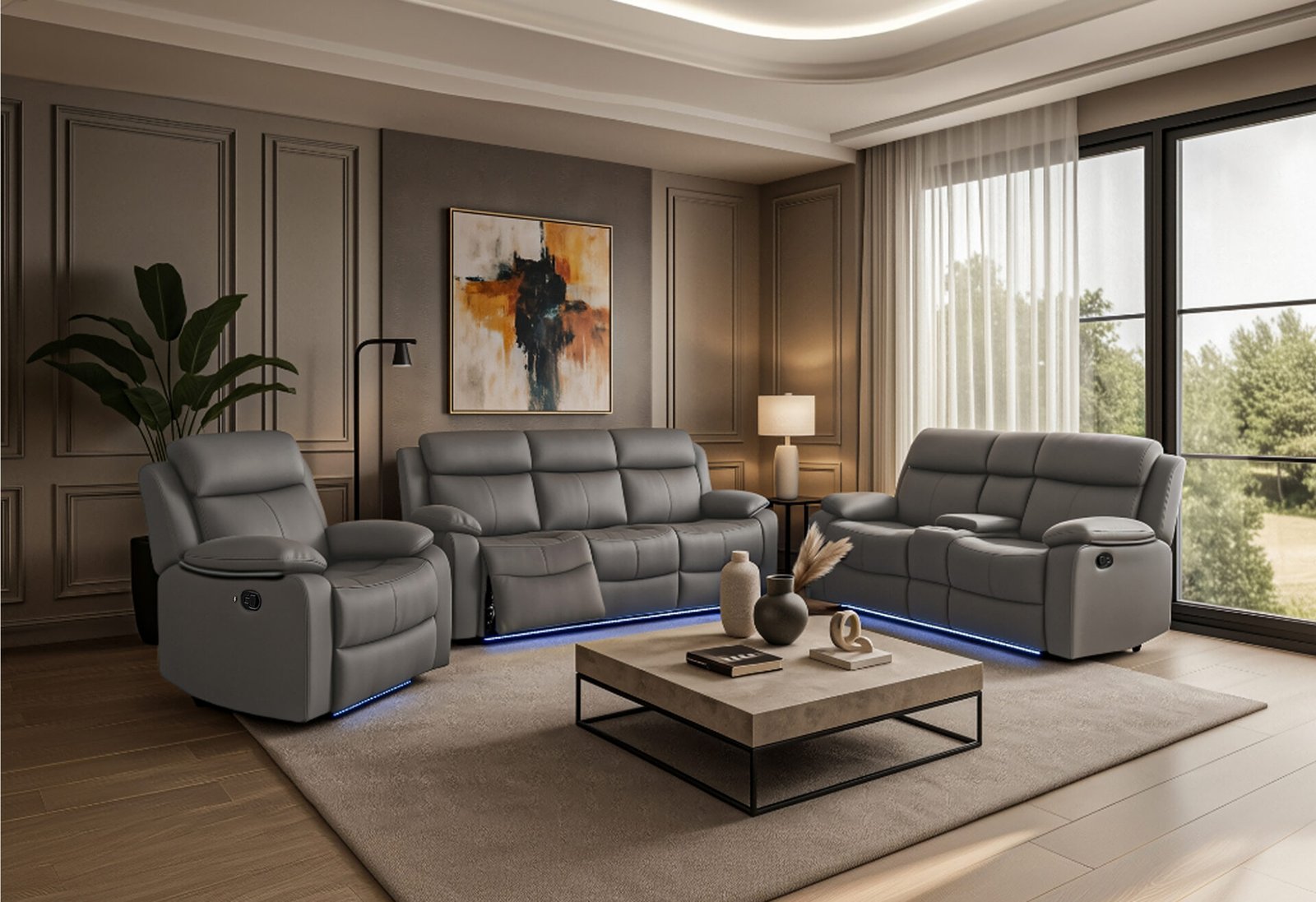 U6026-GREY-3pc-RSC.jpg U6026 GREY PU 46A REC SOFA/CONSOLE REC LOVESEAT WITH SPEAKER - Image 1