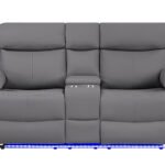 U6026 GREY PU 46A CONSOLE RECLINING LOVESEAT WITH LED AND SPEAKER