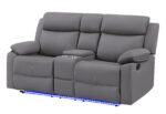 U6026 GREY PU 46A CONSOLE RECLINING LOVESEAT WITH LED AND SPEAKER - Image 2