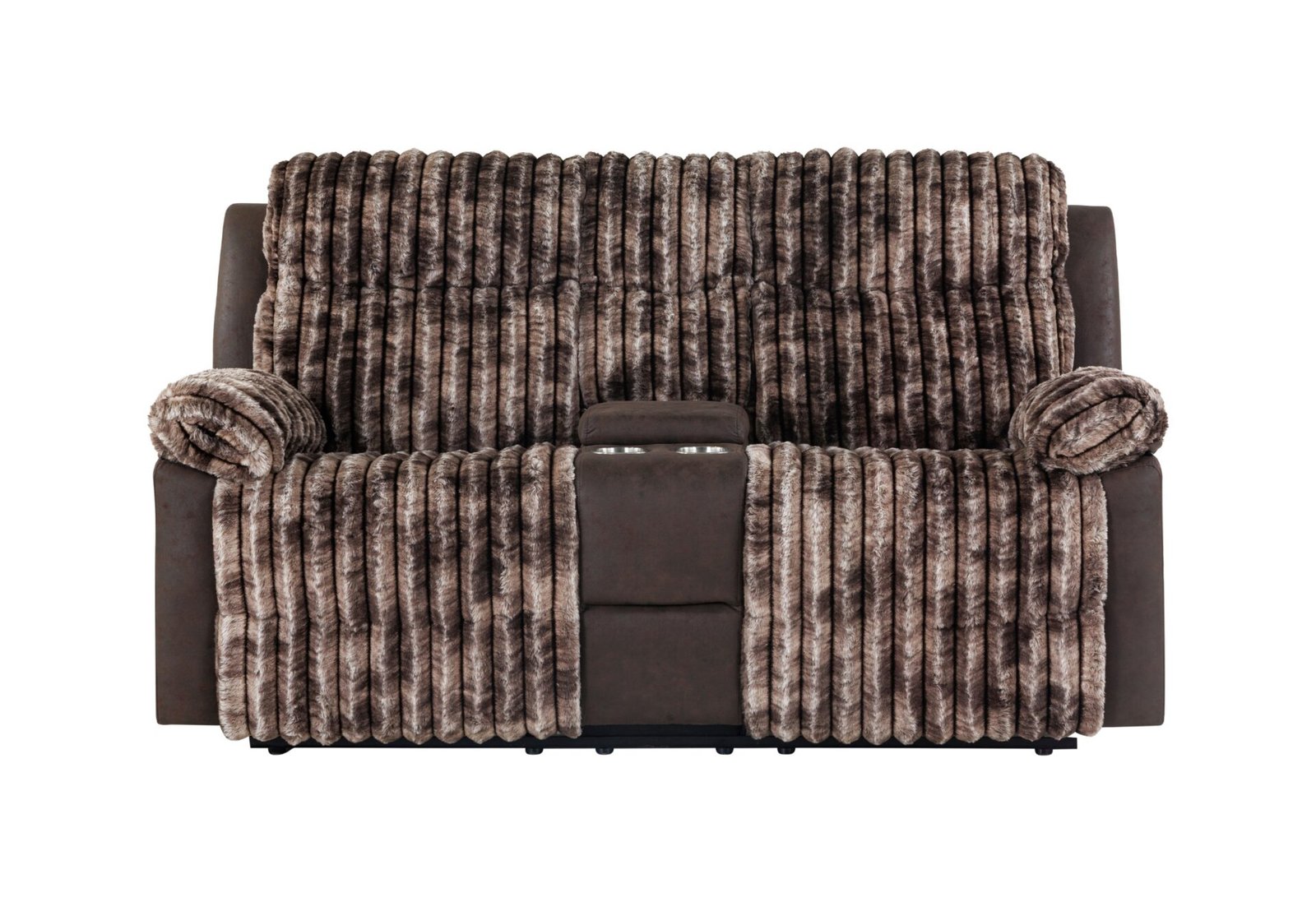 U6028-BROWN-CRLS-FRONT.jpg U6028 BROWN CONSOLE RECLINING LOVESEAT - Image 1