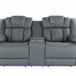 U7068 GREY 10 POWER CONSOLE RECLINING LOVESEAT WITH LED