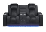 U8000 BLACK PWR CONSOLE REC LOVESEAT W/PHR, LED AND SPEAKER