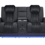 U8000 BLACK PWR CONSOLE REC LOVESEAT W/PHR, LED AND SPEAKER