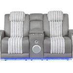 U8000 GREY PWR CONSOLE REC LOVESEAT W/PHR, LED AND SPEAKER