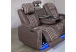 U8000 BROWN PWR REC SOFA W/PHR, DDT, READING LIGHT & LED LIGHT - Image 3