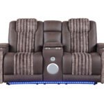 U8000 BROWN PWR CONSOLE REC LOVESEAT W/PHR, LED AND SPEAKER