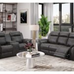 U8517 GREY RECLINING SOFA/CONSOLE RECLINING LOVESEAT