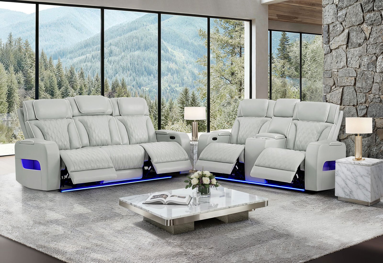 U8611-BLANCHE-SIL-2PC-1126-2.jpg U8611 BLANCHE SILVER P2 PWR REC SOFA/PWR CONSOLE REC LOVESEAT - Image 1