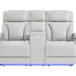 U8611 BLANCHE SILVER PWR CON REC LOVESEAT WITH PHR, LED & SPEAKER