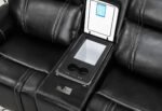 U8880 BLACK LEATHER POWER RECLINING SOFA/POWER CONSOLE RECLINING SOFA - Image 2