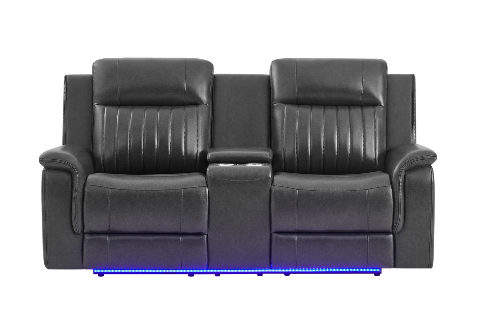 U8879-CHAR-W-BLK-WELT-PCRLS-1-1.jpg U8879 BLANCHE CHARCOAL PWR CON REC LS W/LED, GLOBAL SS & SUBWOOFER - Image 1