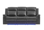 U8879 BLANCHE CHARCOAL PWR REC SOFA W/LED & GLOBAL SURROUND SYSTEM