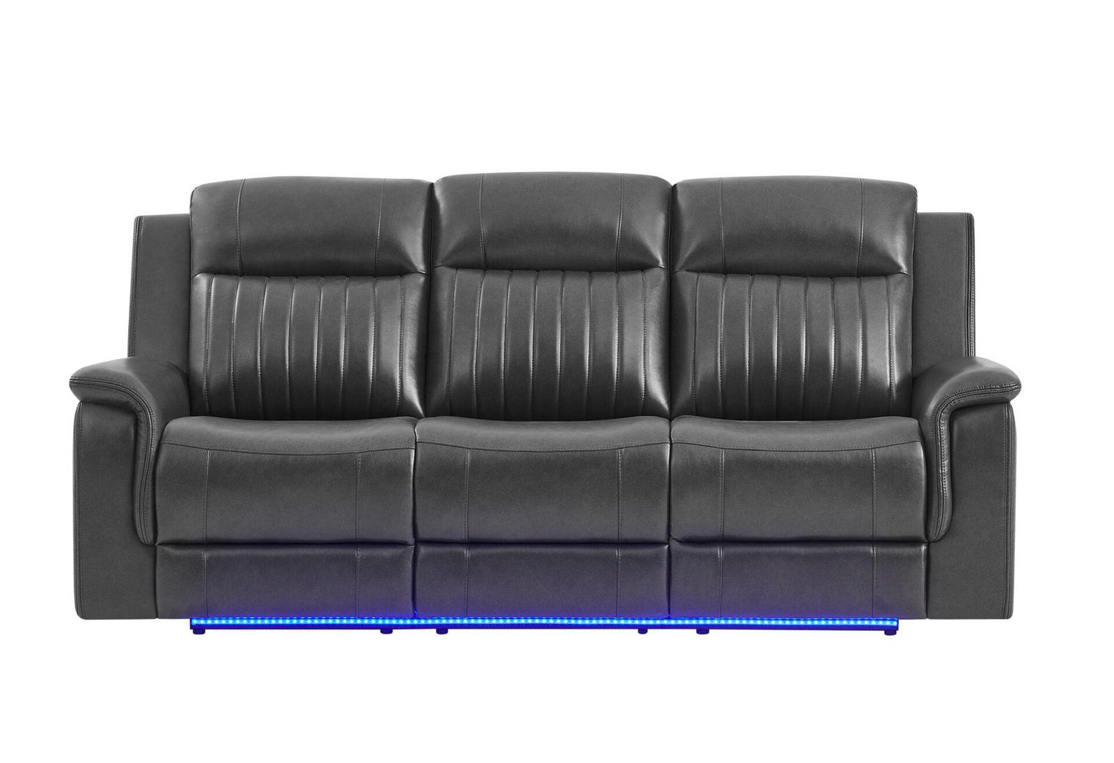 U8879-CHAR-W-BLK-WELT-PRS-1-1.jpg U8879 BLANCHE CHARCOAL PWR REC SOFA W/LED & GLOBAL SURROUND SYSTEM - Image 1