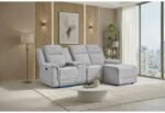 U8879 GREY 1 POWER PUSHBACK SECTIONAL WITH LED AND GLOBAL SS SPKR