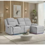 U8879 GREY 1 POWER PUSHBACK SECTIONAL WITH LED AND GLOBAL SS SPKR