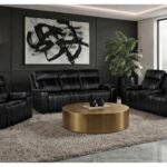 U8880 BLACK LEATHER POWER RECLINING SOFA/POWER CONSOLE RECLINING SOFA