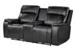 U8880 BLACK LEATHER POWER CONSOLE RECLINING LOVESEAT WITH COOLER - Image 3
