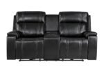 U8880 BLACK LEATHER POWER CONSOLE RECLINING LOVESEAT WITH COOLER - Image 2