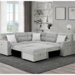 U9401 NICKEL SOFA BED SECTIONAL WITH 3 PILLOWS AND OTTOMAN