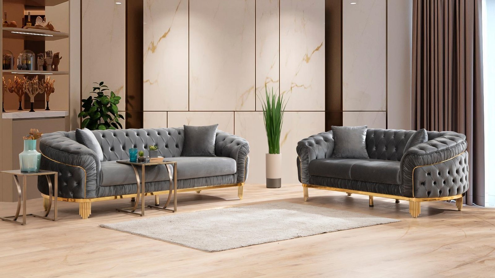 VANESSA_GREY_2PC_1500_975.jpg VANESSA 2 PC Living Room Sets IN GRAY - C - Image 1
