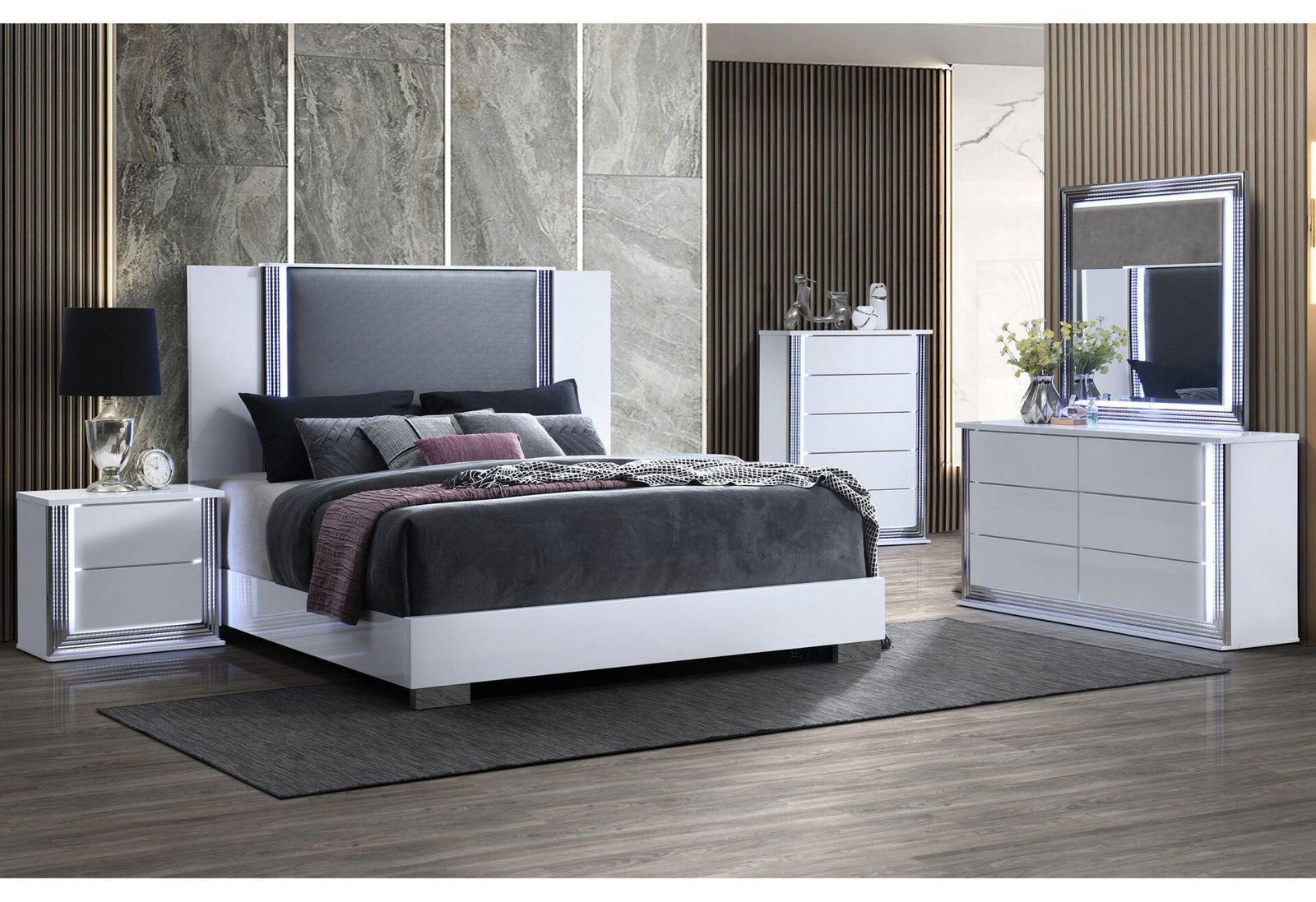 Y-Lime-Catalog-Final-3.jpg YLIME SMOOTH WHITE QUEEN BED GROUP FULLY SLATTED W/ VANITY SET - Image 1