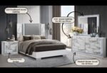 YLIME WHITE MARBLE KING BED GROUP - Image 4