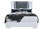 YLIME SMOOTH WHITE QUEEN BED WITH LED FULLY SLATTED