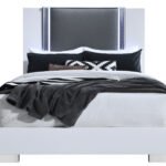 YLIME SMOOTH WHITE QUEEN BED WITH LED FULLY SLATTED