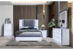 YLIME SMOOTH WHITE QUEEN BED WITH LED FULLY SLATTED - Image 3