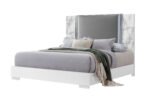 YLIME WHITE MARBLE KING BED FULLY SLATTED WITH LED - Image 2