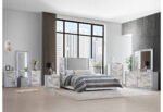 YLIME WHITE MARBLE KING BED FULLY SLATTED WITH LED - Image 4