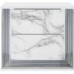 YLIME WHITE MARBLE NIGHTSTAND WITH LED