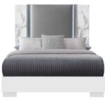 YLIME WHITE MARBLE QUEEN BED WITH LED