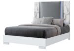 YLIME WHITE MARBLE QUEEN BED WITH LED - Image 2