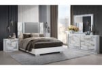 YLIME WHITE MARBLE QUEEN BED WITH LED - Image 4