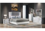 YLIME WHITE MARBLE KING BED GROUP