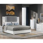 YLIME WHITE MARBLE KING BED GROUP