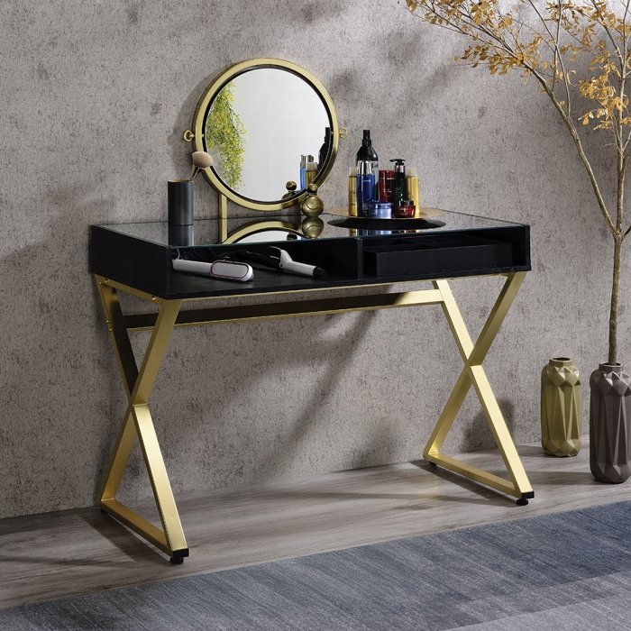 ac00669_4.jpg Coleen Vanity Desk W/Mirror & Jewelry Tray - Image 1