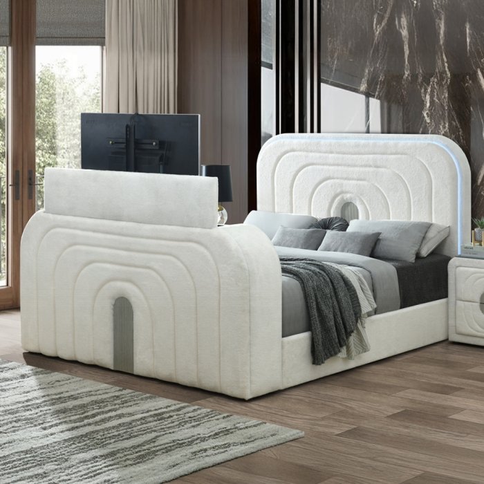 bd04751ek.jpg Shelyn EK Bed w/LED, TV Cabinet, Fireplace & Bluetooth - Image 1