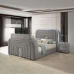 Shelyn EK Bed w/LED, TV Stand, Fireplace & Bluetooth