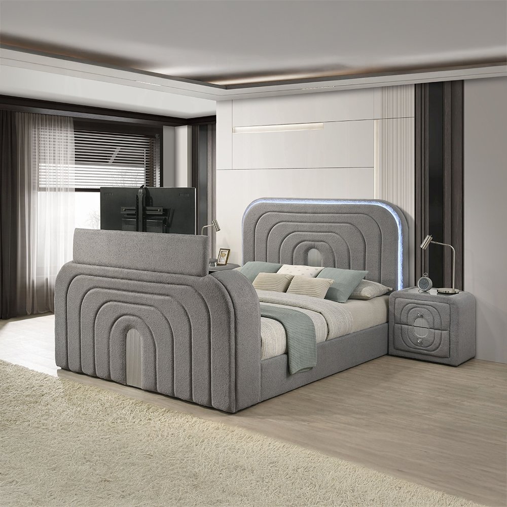 bd05651ek.jpg Shelyn EK Bed w/LED, TV Stand, Fireplace & Bluetooth - Image 1