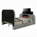 Shelyn EK Bed w/LED, TV Stand, Fireplace & Bluetooth - Image 4