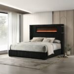 Garner Queen Bed w/Fireplace, LED, Reading Light, Speaker, Bluetooth & USB